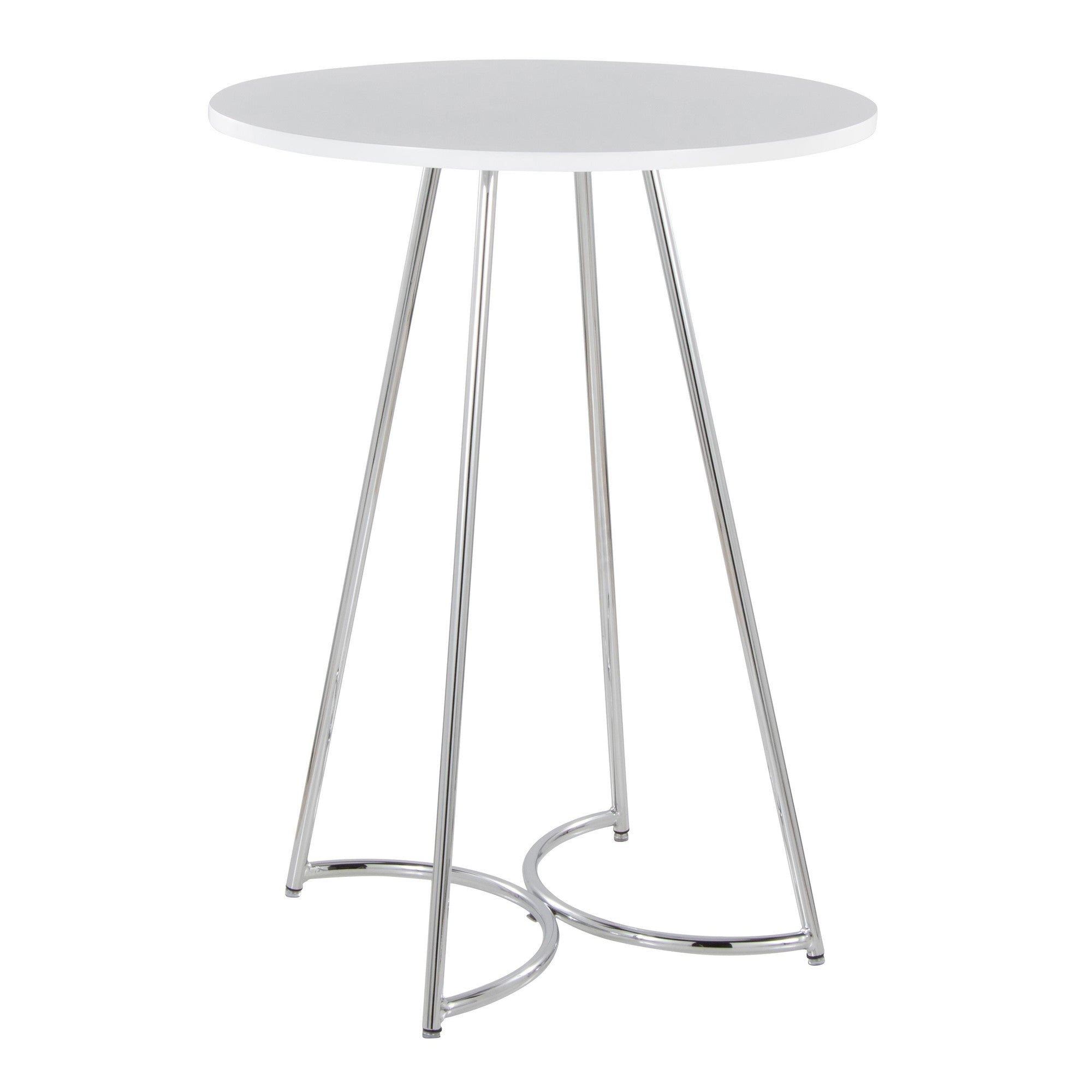 Cece Counter Table - Chrome Metal, White Mdf