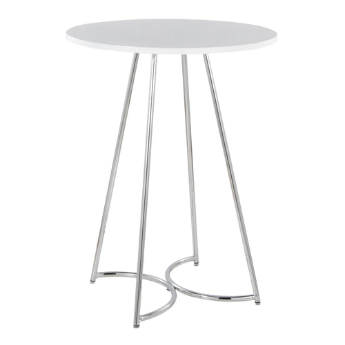 Cece Counter Table - Chrome Metal, White Mdf