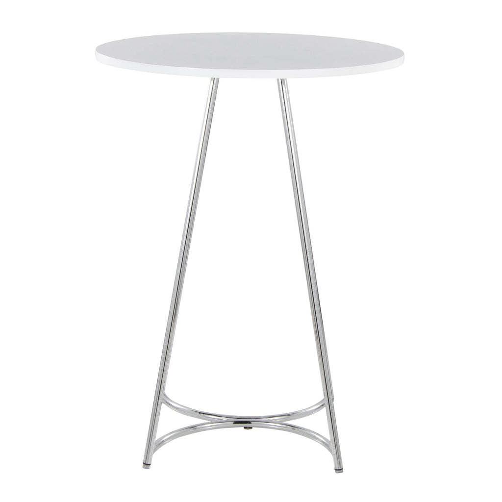 Cece Counter Table - Chrome Metal, White Mdf