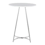 Cece Counter Table - Chrome Metal, White Mdf