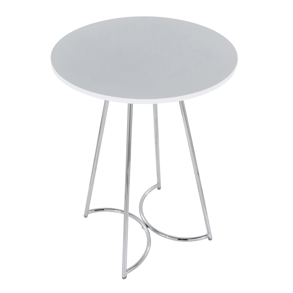 Cece Counter Table - Chrome Metal, White Mdf