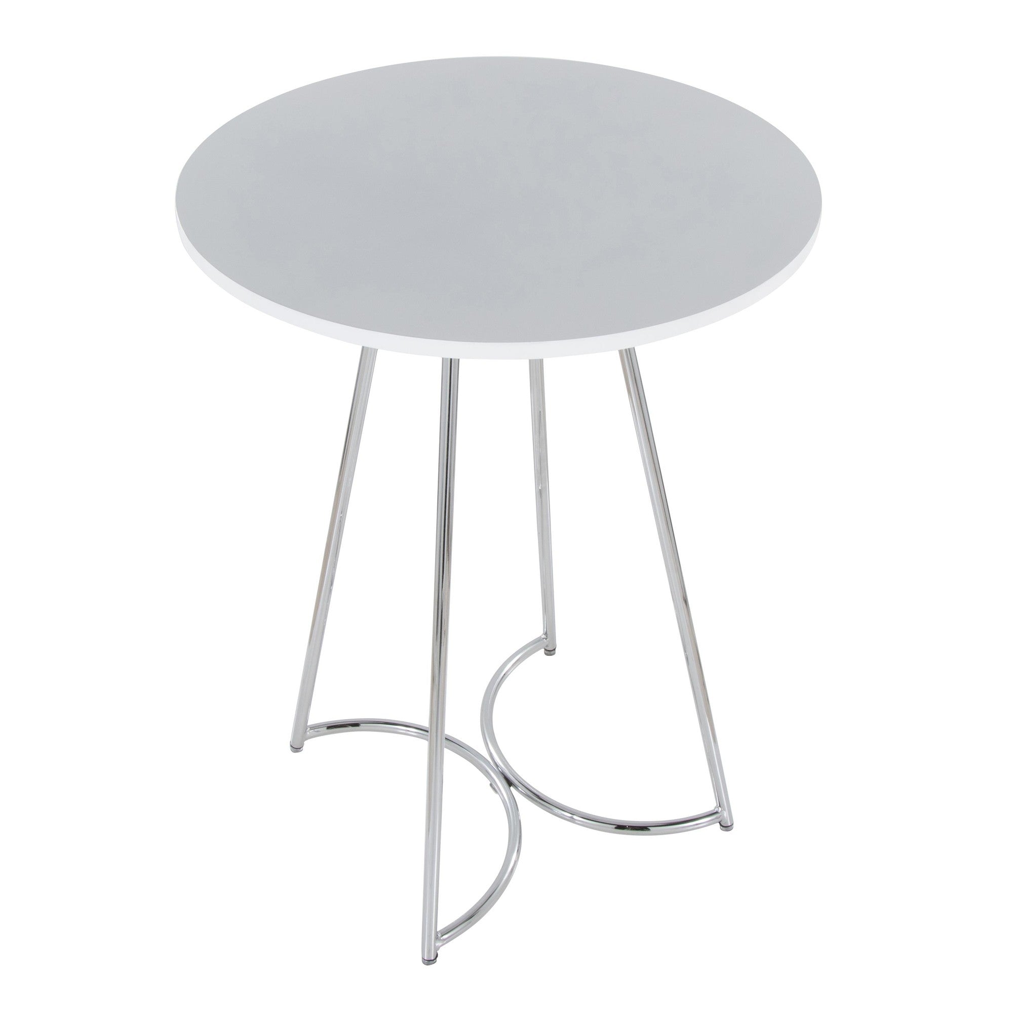 Cece Counter Table - Chrome Metal, White Mdf