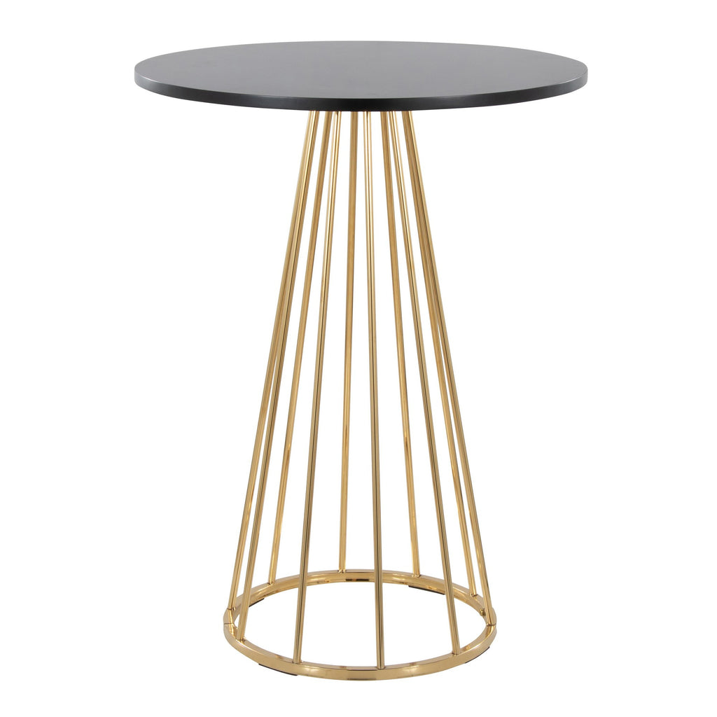 Canary Counter Table - Gold Metal, Black Mdf