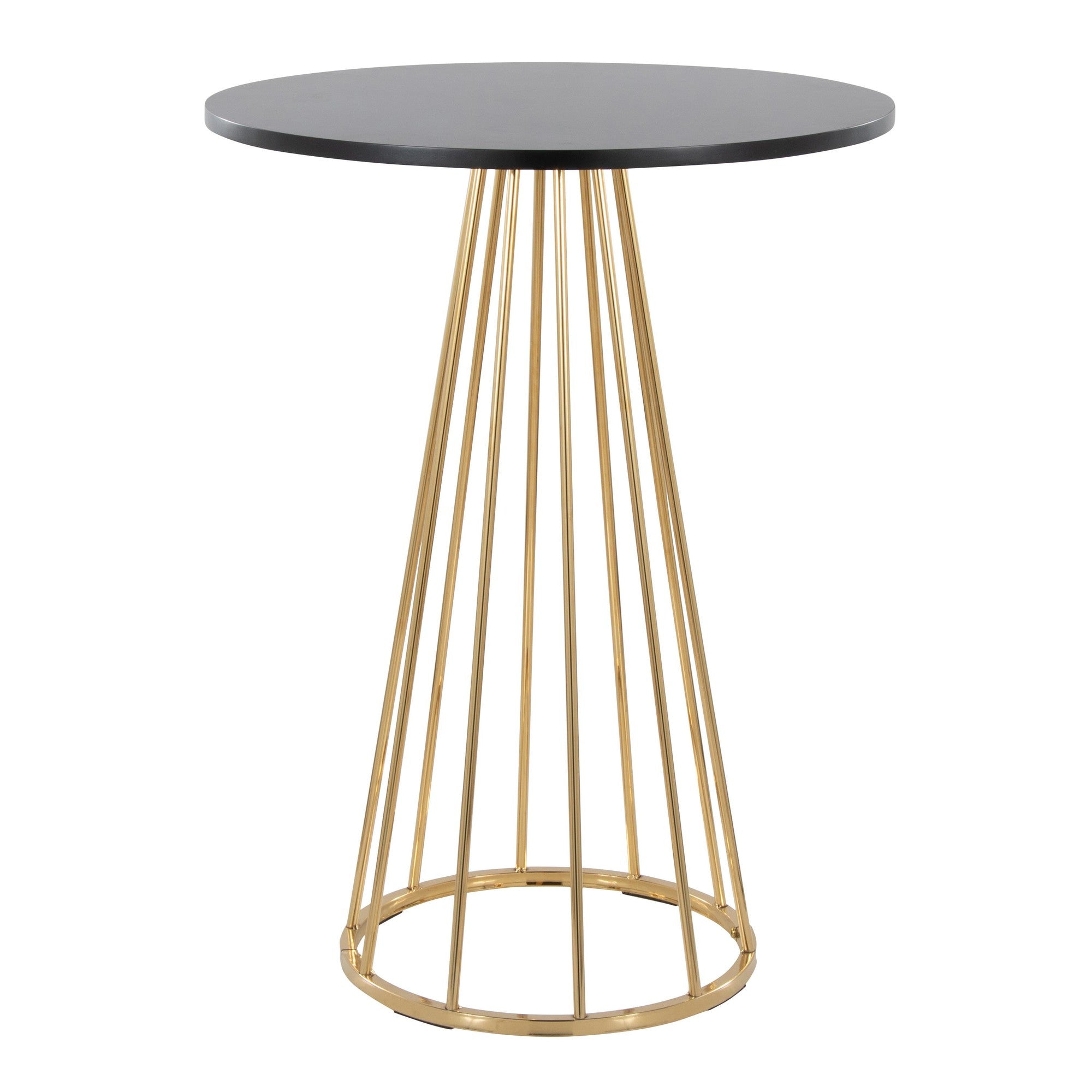 Canary Counter Table - Gold Metal, Black Mdf