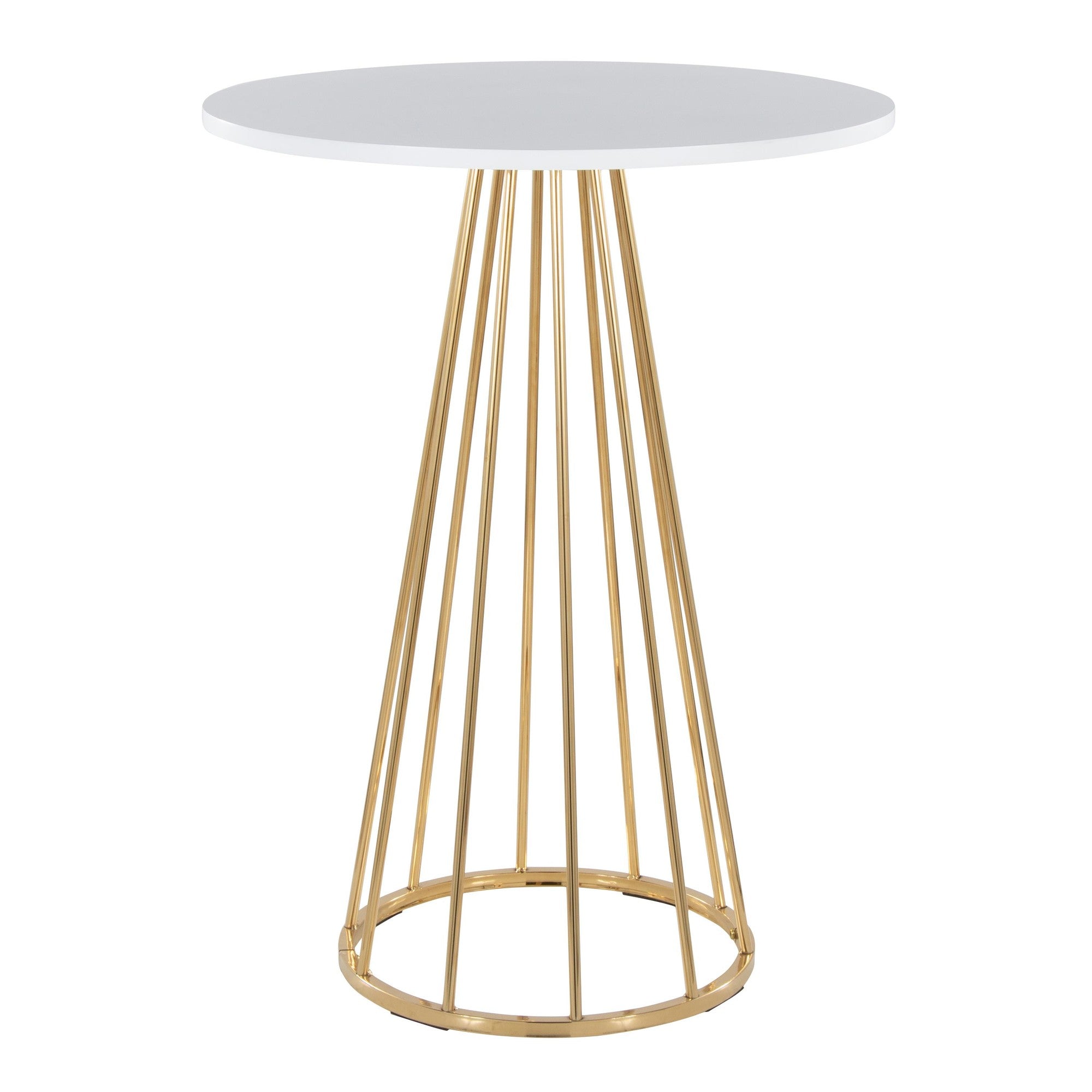 Canary Counter Table - Gold Metal, White Mdf