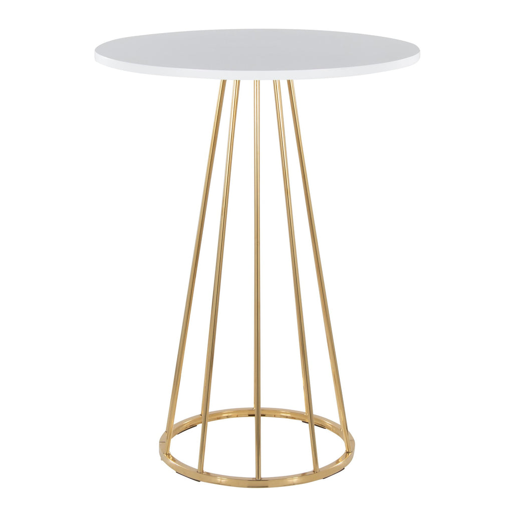 Canary Counter Table - Gold Metal, White Mdf