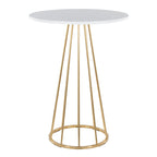 Canary Counter Table - Gold Metal, White Mdf