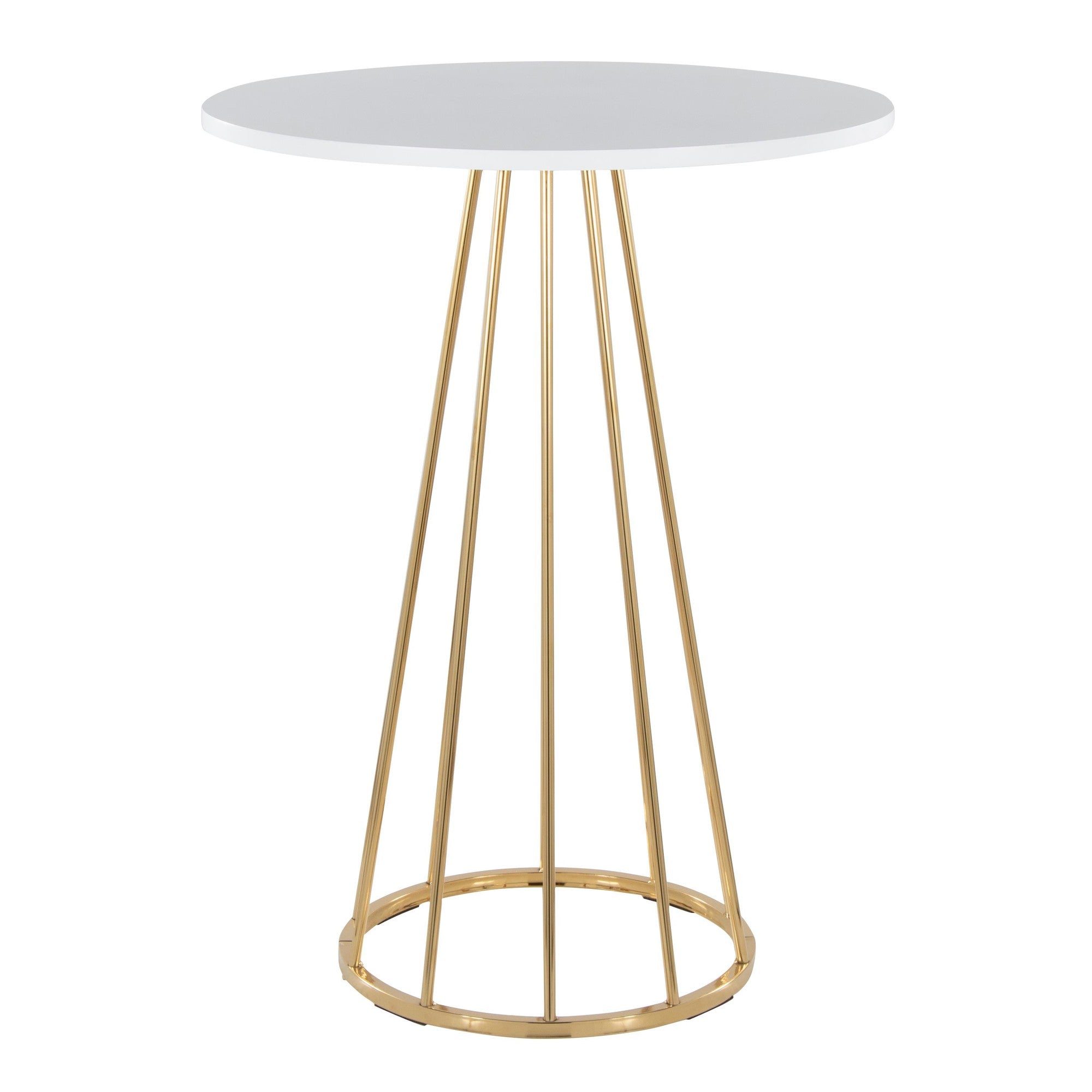 Canary Counter Table - Gold Metal, White Mdf