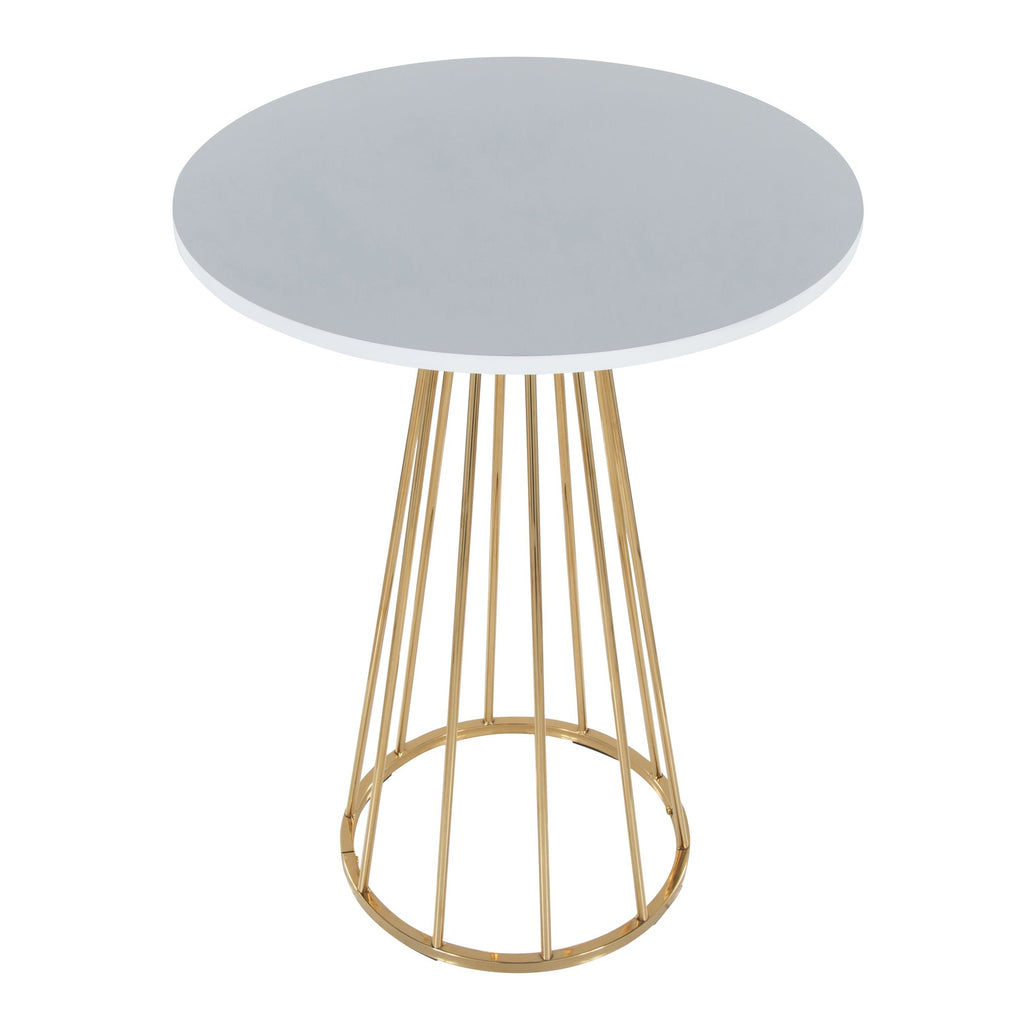 Canary Counter Table - Gold Metal, White Mdf