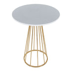 Canary Counter Table - Gold Metal, White Mdf