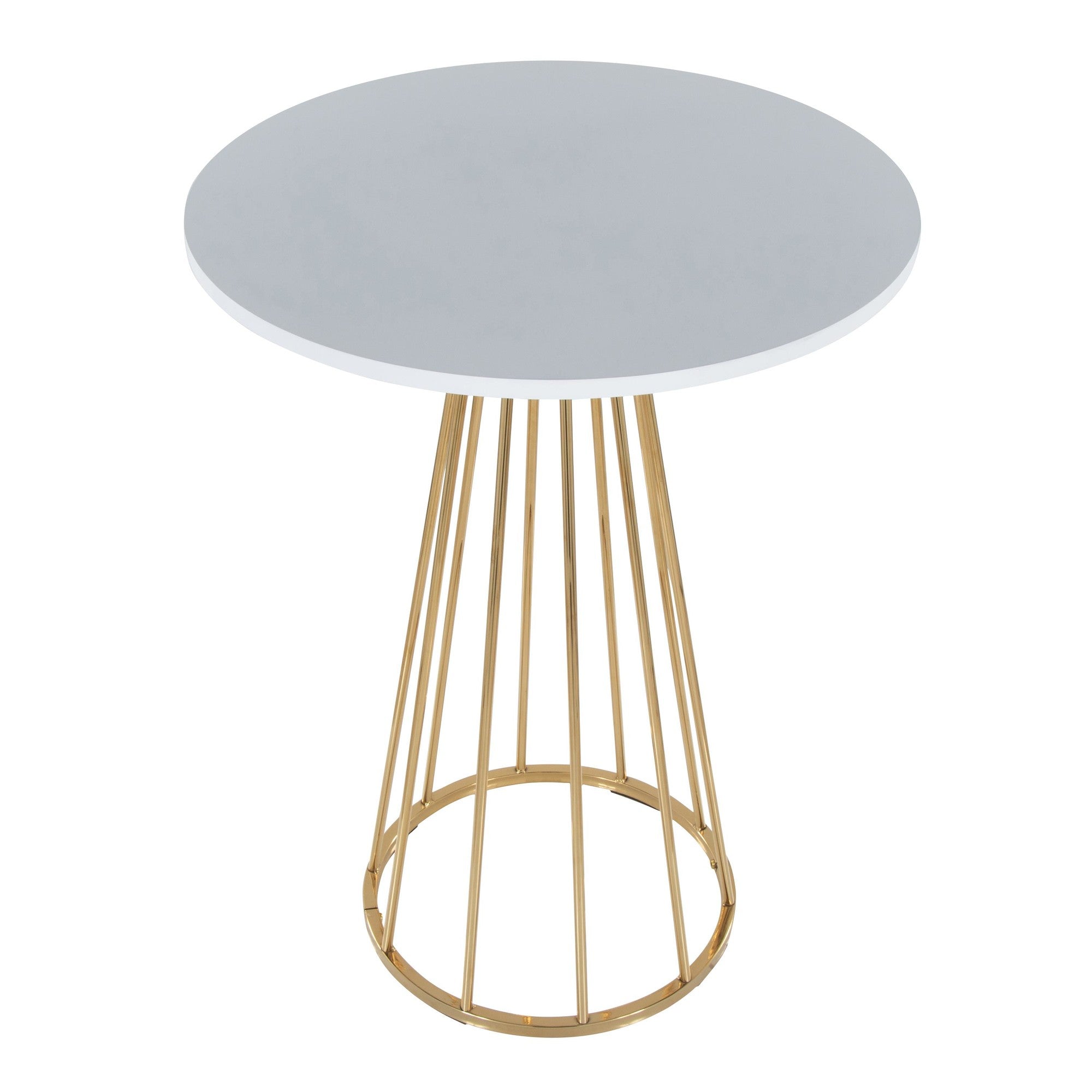 Canary Counter Table - Gold Metal, White Mdf