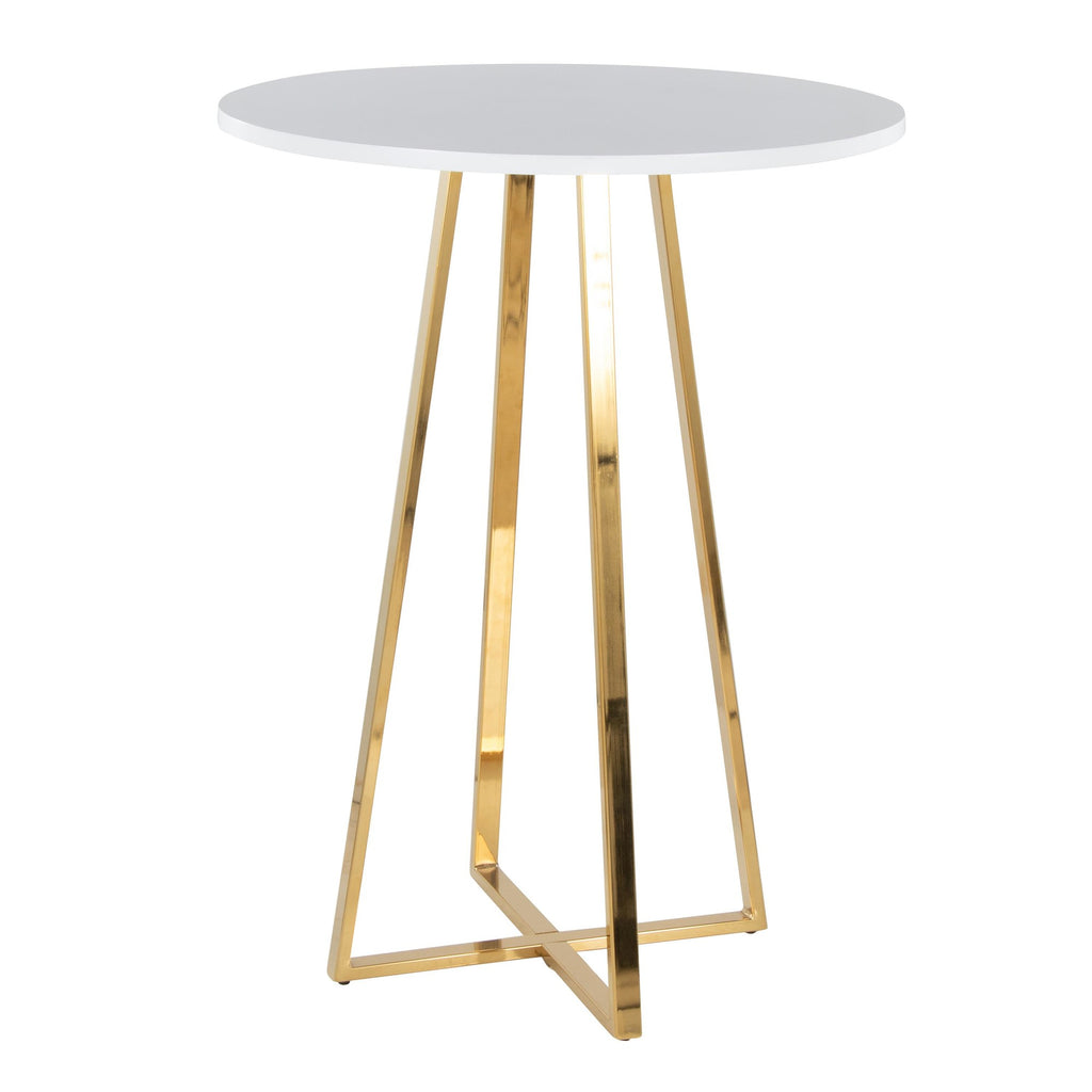Cosmo Counter Table - Gold Metal, White Mdf
