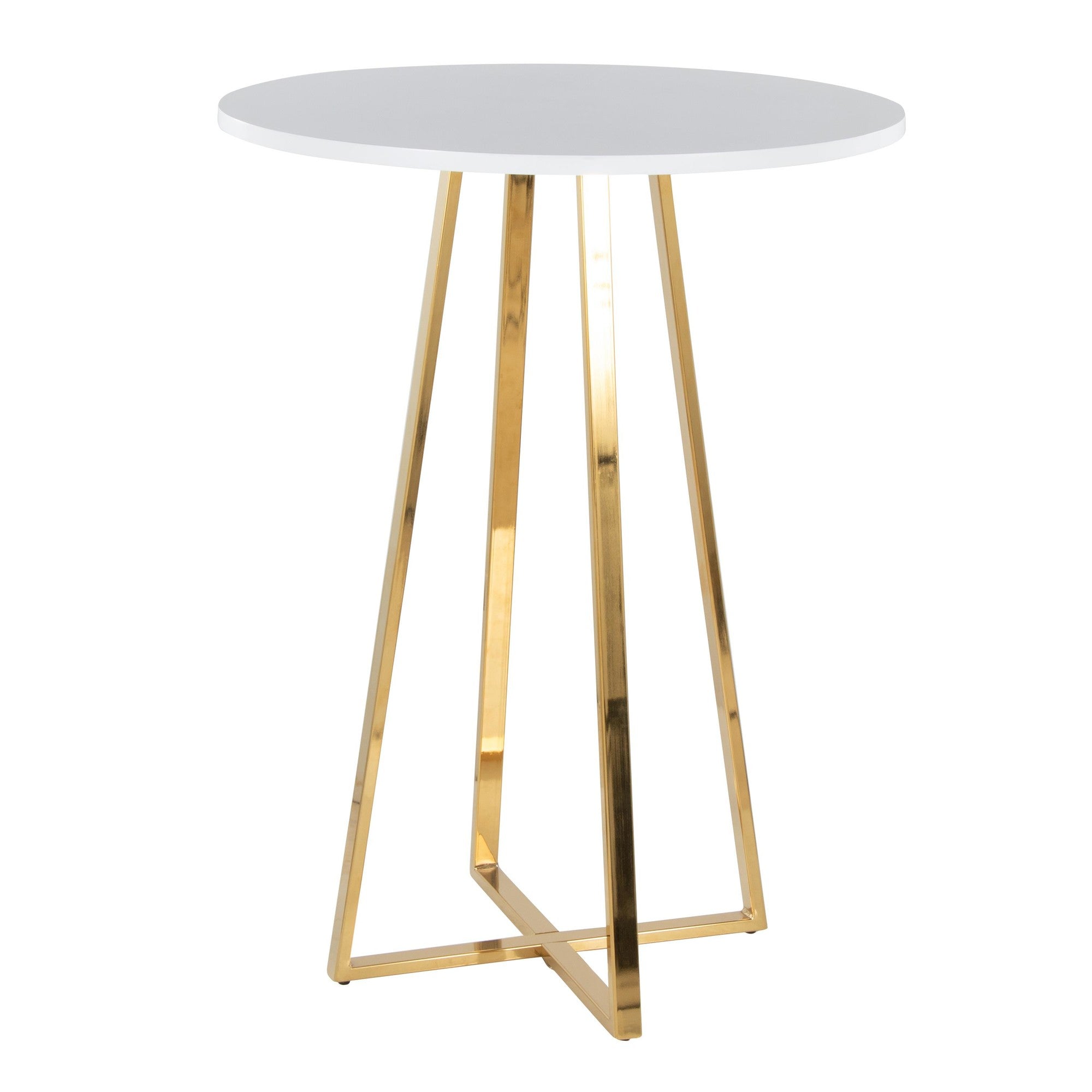 Cosmo Counter Table - Gold Metal, White Mdf
