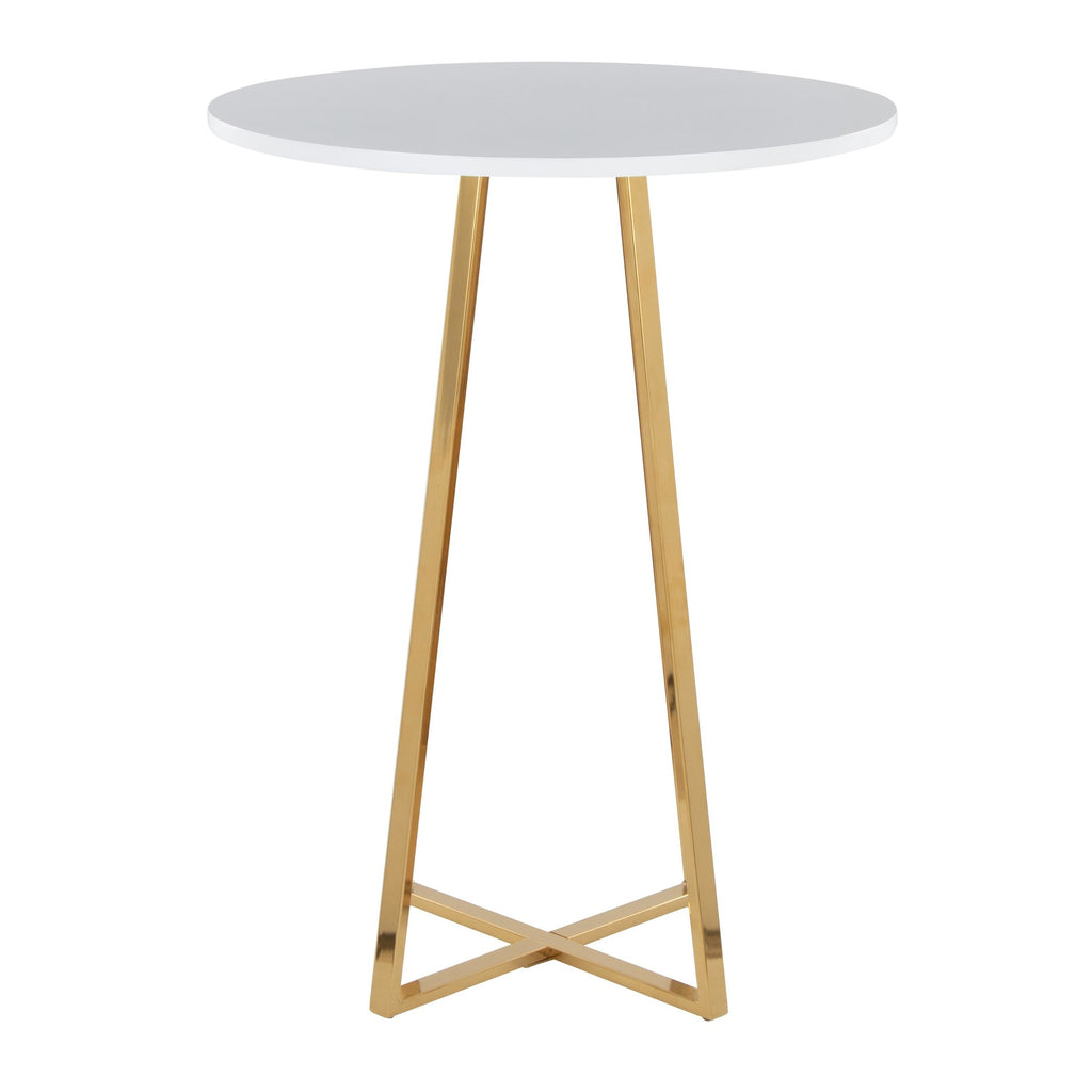 Cosmo Counter Table - Gold Metal, White Mdf