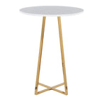 Cosmo Counter Table - Gold Metal, White Mdf