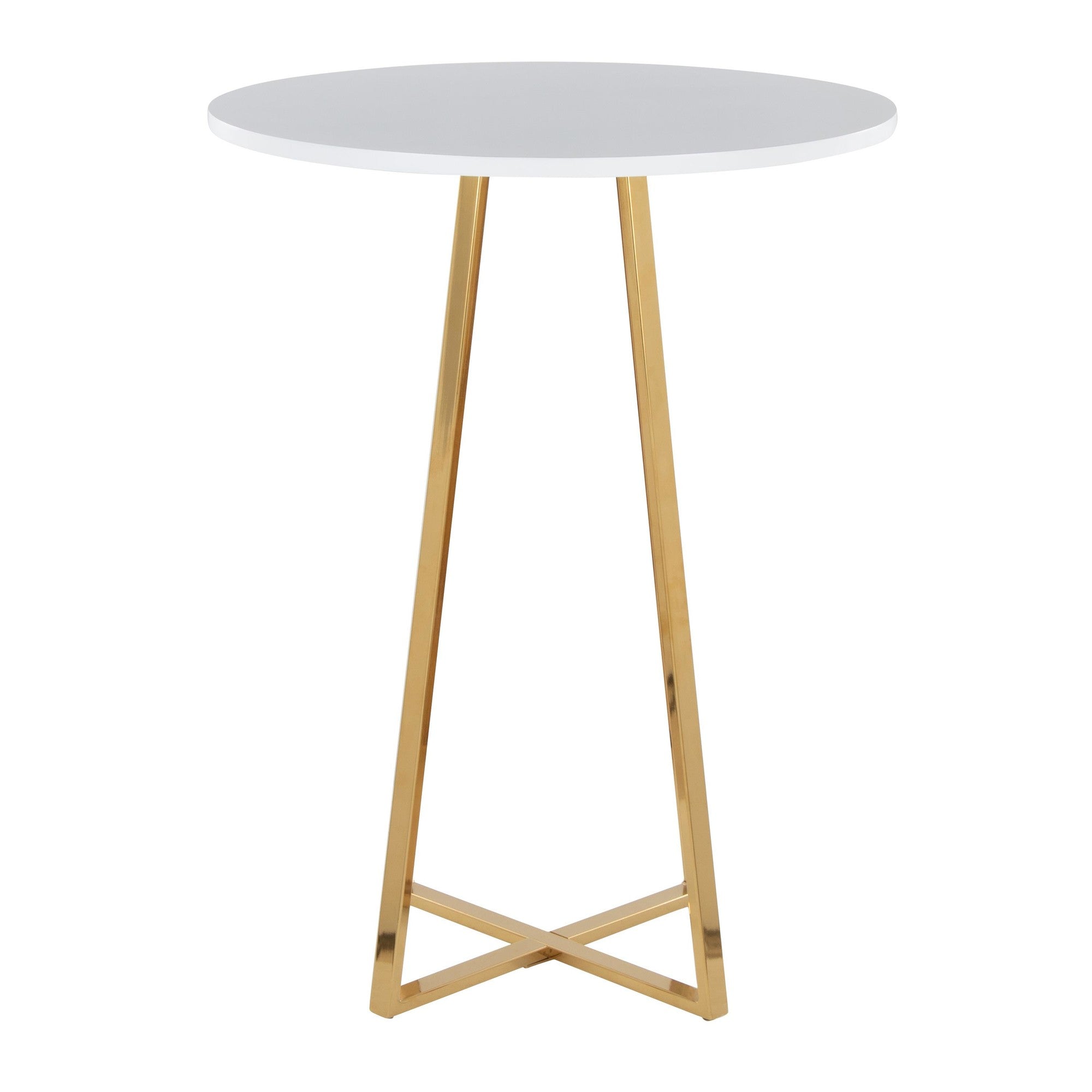 Cosmo Counter Table - Gold Metal, White Mdf