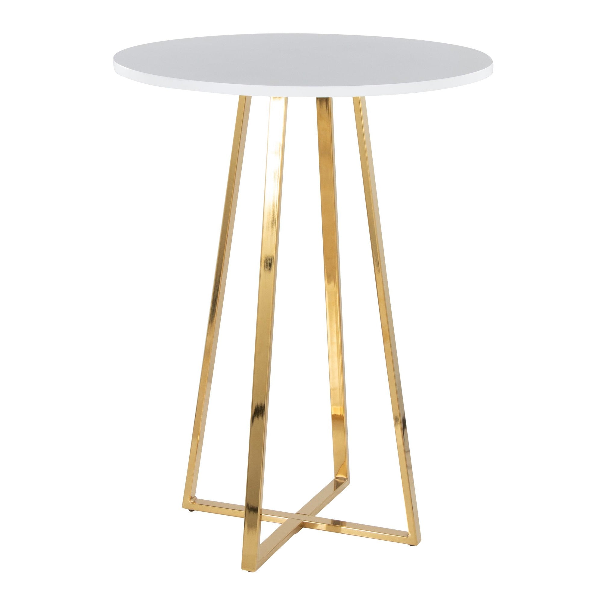 Cosmo Counter Table - Gold Metal, White Mdf