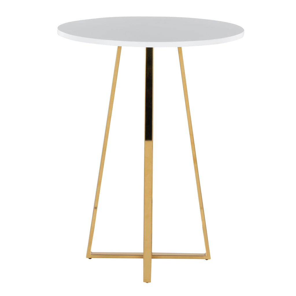 Cosmo Counter Table - Gold Metal, White Mdf