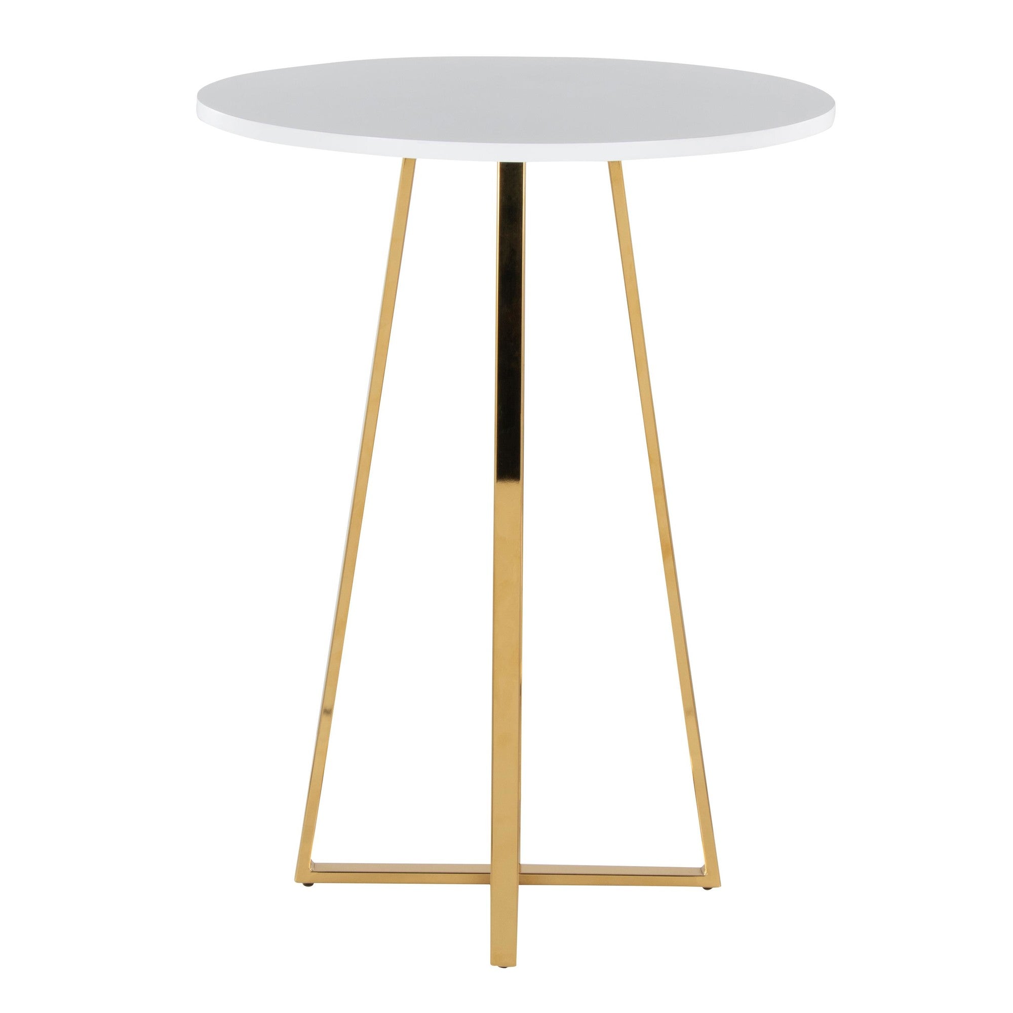Cosmo Counter Table - Gold Metal, White Mdf