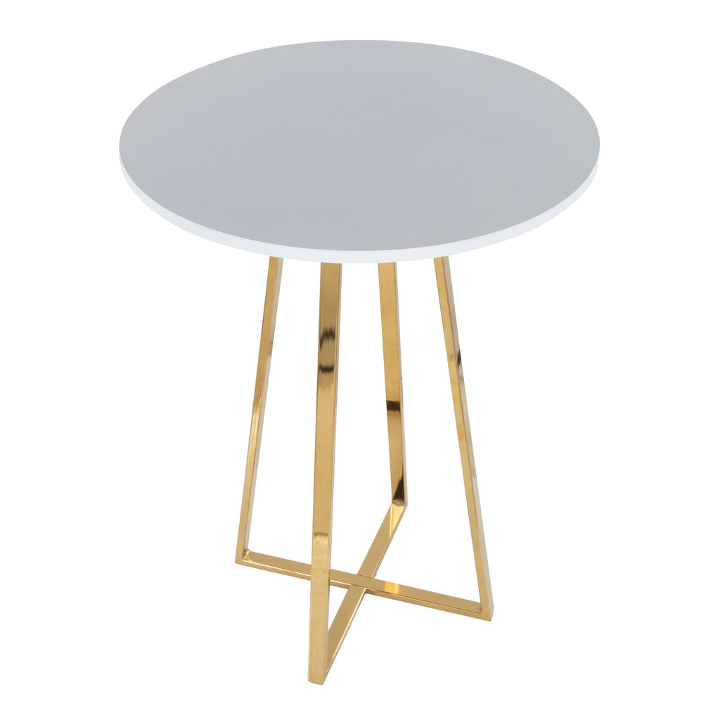 Cosmo Counter Table - Gold Metal, White Mdf