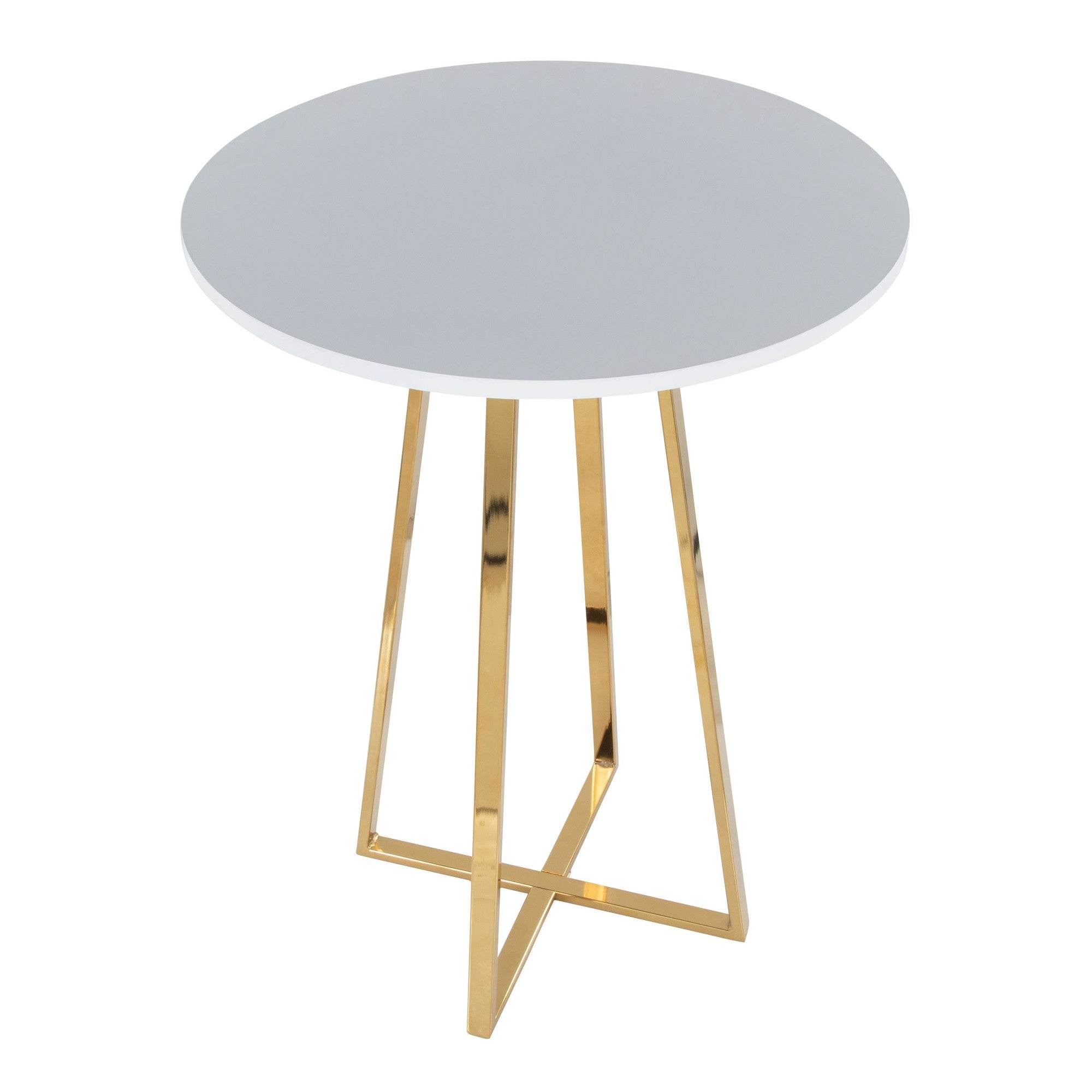 Cosmo Counter Table - Gold Metal, White Mdf