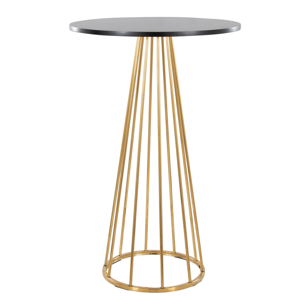 Canary Bar Table - Gold Metal, Black Mdf