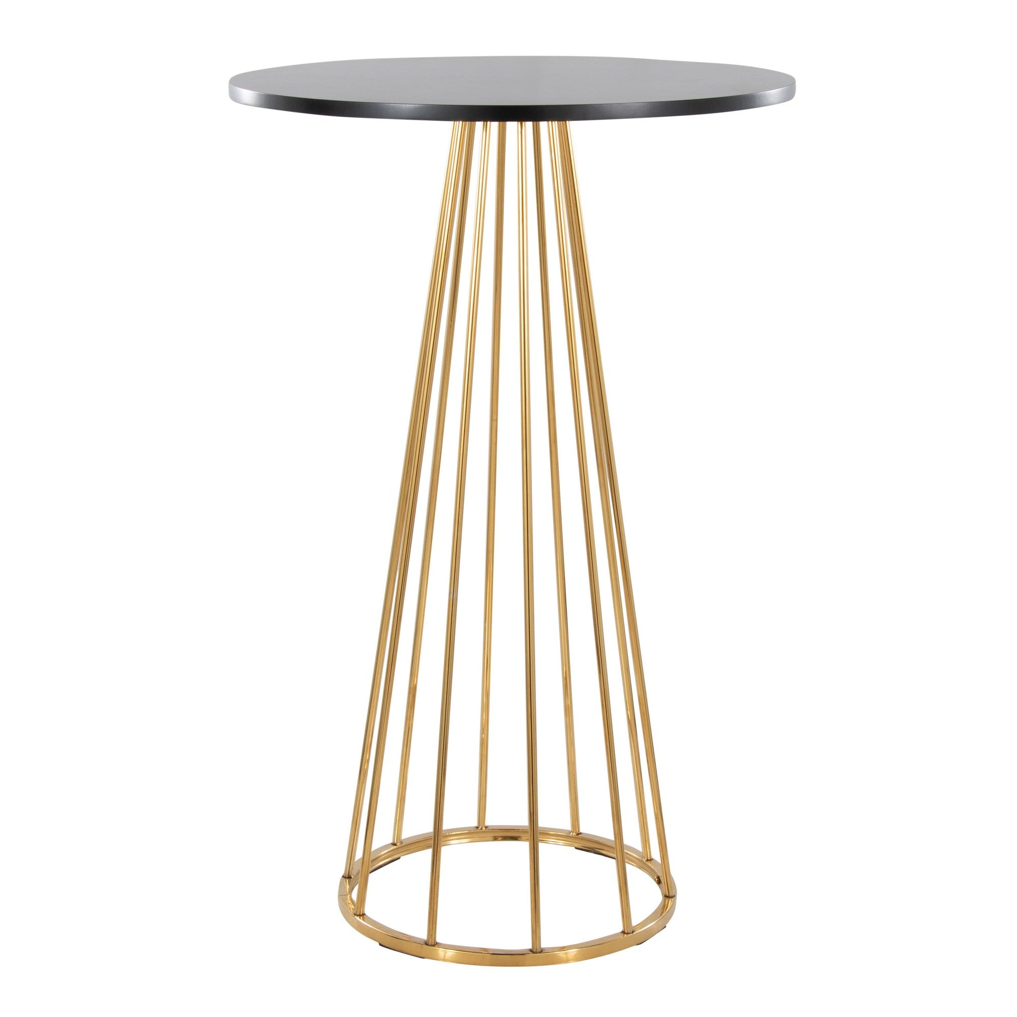 Canary Bar Table - Gold Metal, Black Mdf