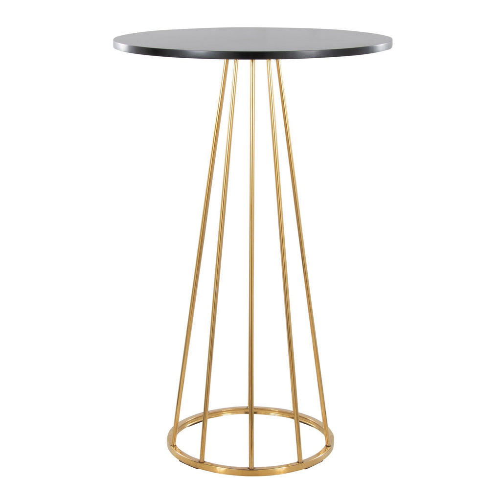 Canary Bar Table - Gold Metal, Black Mdf