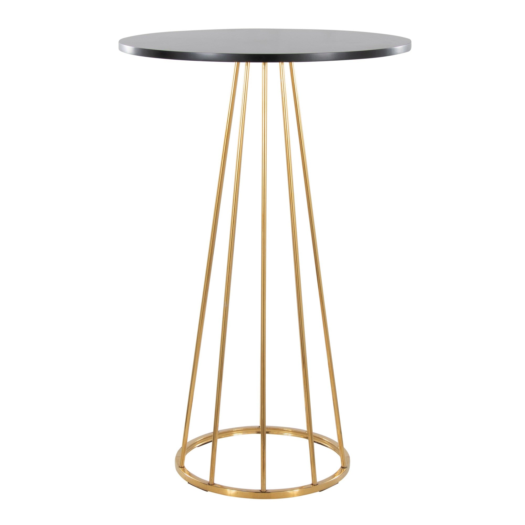 Canary Bar Table - Gold Metal, Black Mdf
