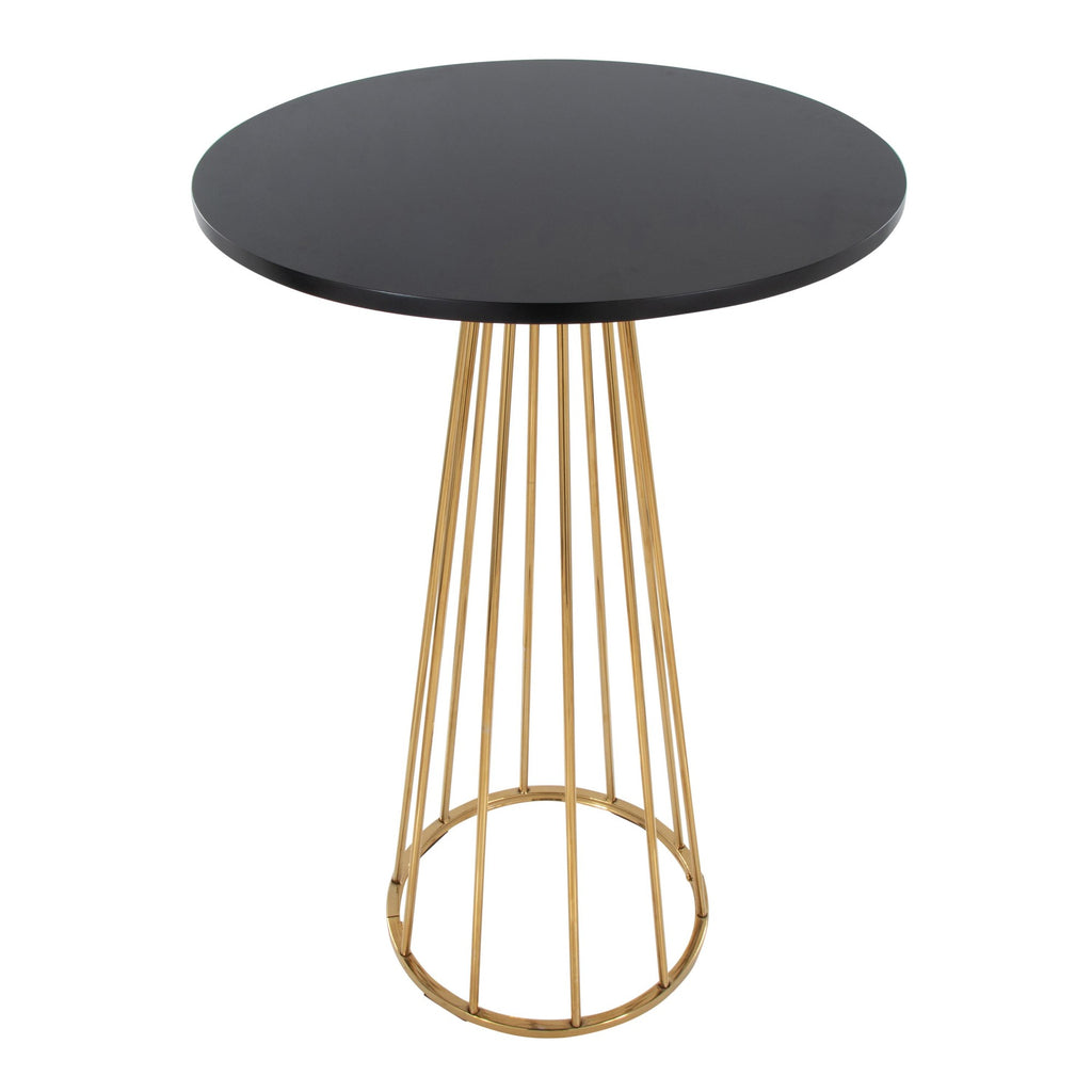 Canary Bar Table - Gold Metal, Black Mdf