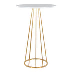 Canary Bar Table - Gold Metal, White Mdf