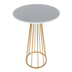 Canary Bar Table - Gold Metal, White Mdf