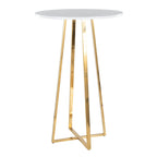 Cosmo Bar Table - Gold Metal, White Mdf