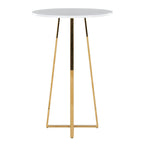 Cosmo Bar Table - Gold Metal, White Mdf