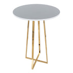Cosmo Bar Table - Gold Metal, White Mdf