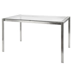 Fuji Dinette Table - Brushed Stainless Steel, Clear Glass