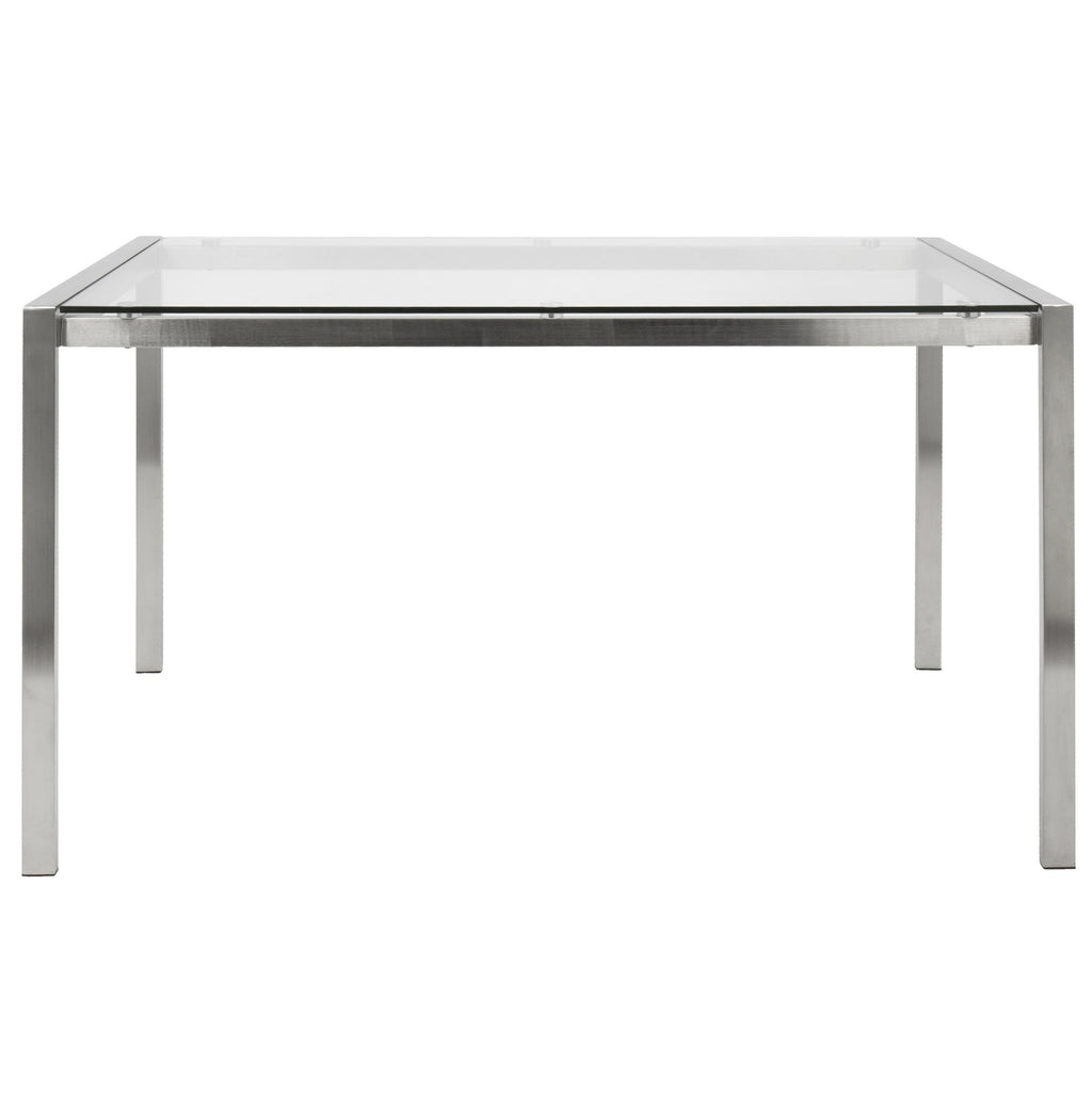 Fuji Dinette Table - Brushed Stainless Steel, Clear Glass