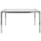 Fuji Dinette Table - Brushed Stainless Steel, Clear Glass