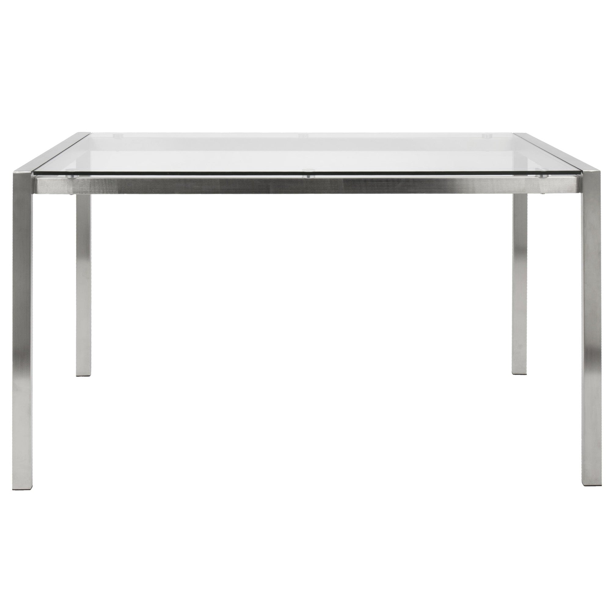 Fuji Dinette Table - Brushed Stainless Steel, Clear Glass