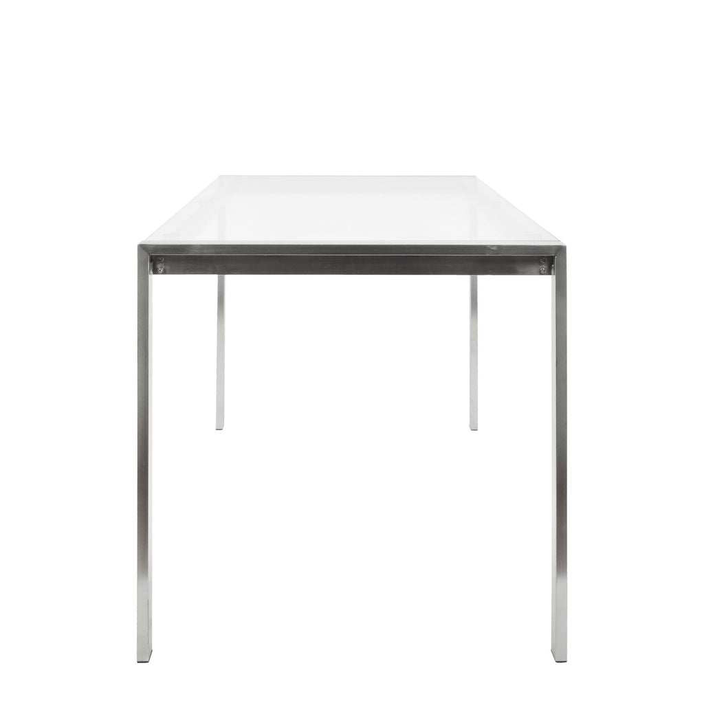 Fuji Dinette Table - Brushed Stainless Steel, Clear Glass