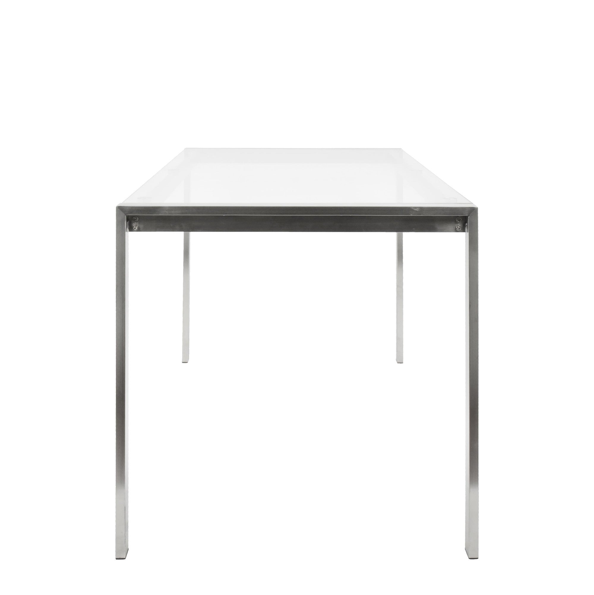 Fuji Dinette Table - Brushed Stainless Steel, Clear Glass