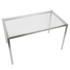 Fuji Dinette Table - Brushed Stainless Steel, Clear Glass