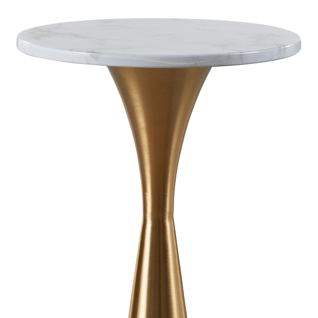 Gemma 22" Marble Side Table - Gold Metal, White Marble Top