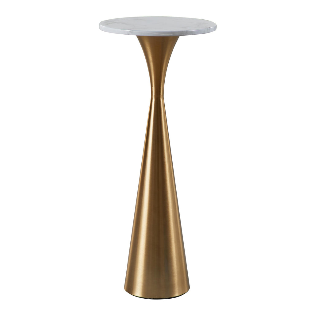 Gemma 22" Marble Side Table - Gold Metal, White Marble Top
