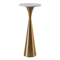 Gemma 22" Marble Side Table - Gold Metal, White Marble Top