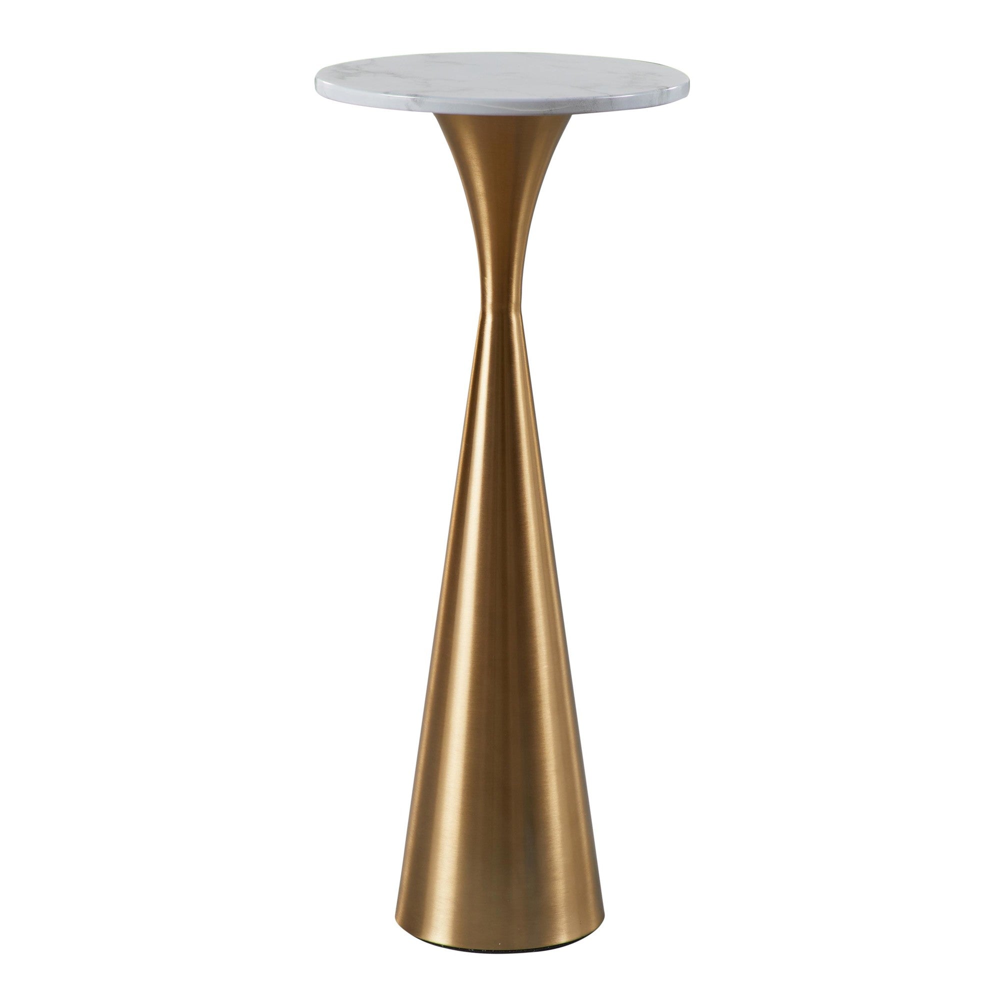 Gemma 22" Marble Side Table - Gold Metal, White Marble Top