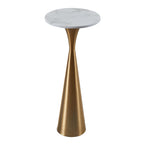 Gemma 22" Marble Side Table - Gold Metal, White Marble Top