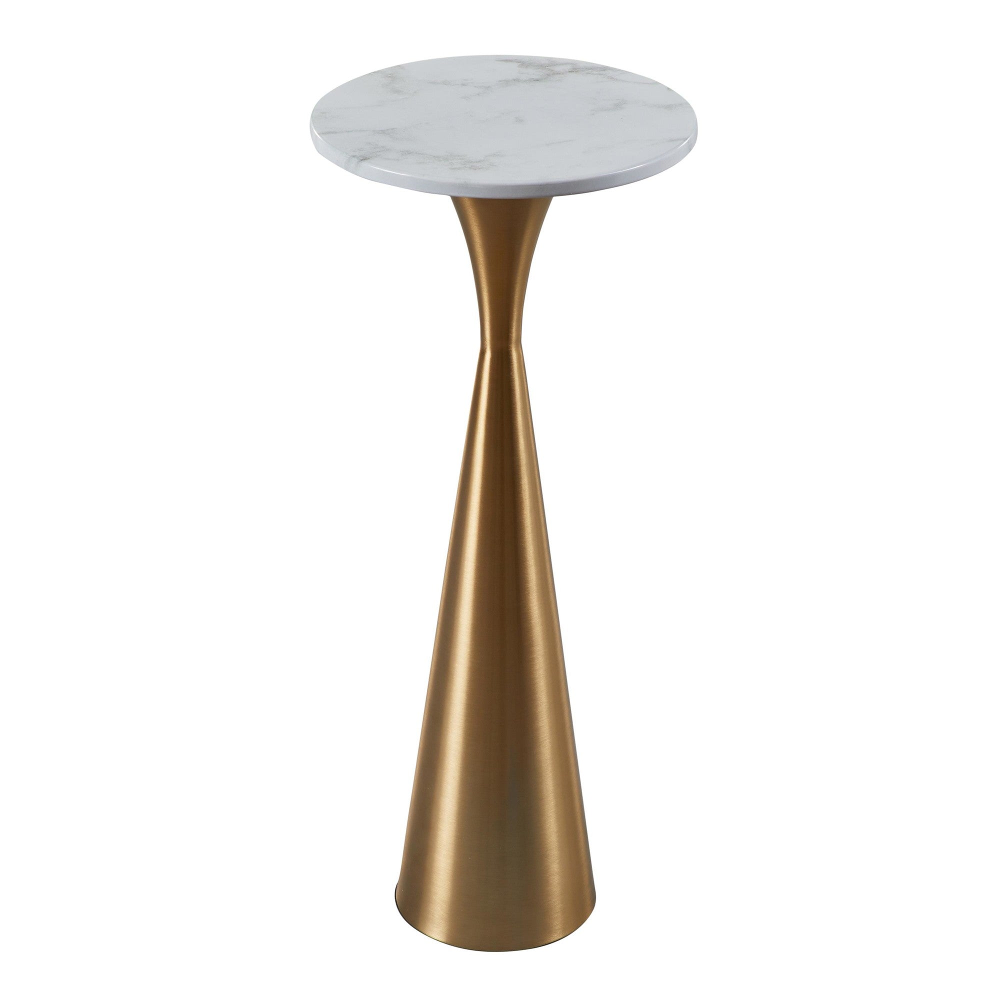 Gemma 22" Marble Side Table - Gold Metal, White Marble Top