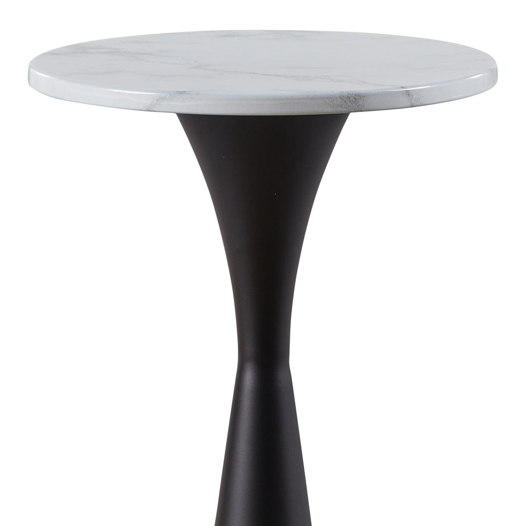 Gemma 22" Marble Side Table - Black Metal, White Marble Top