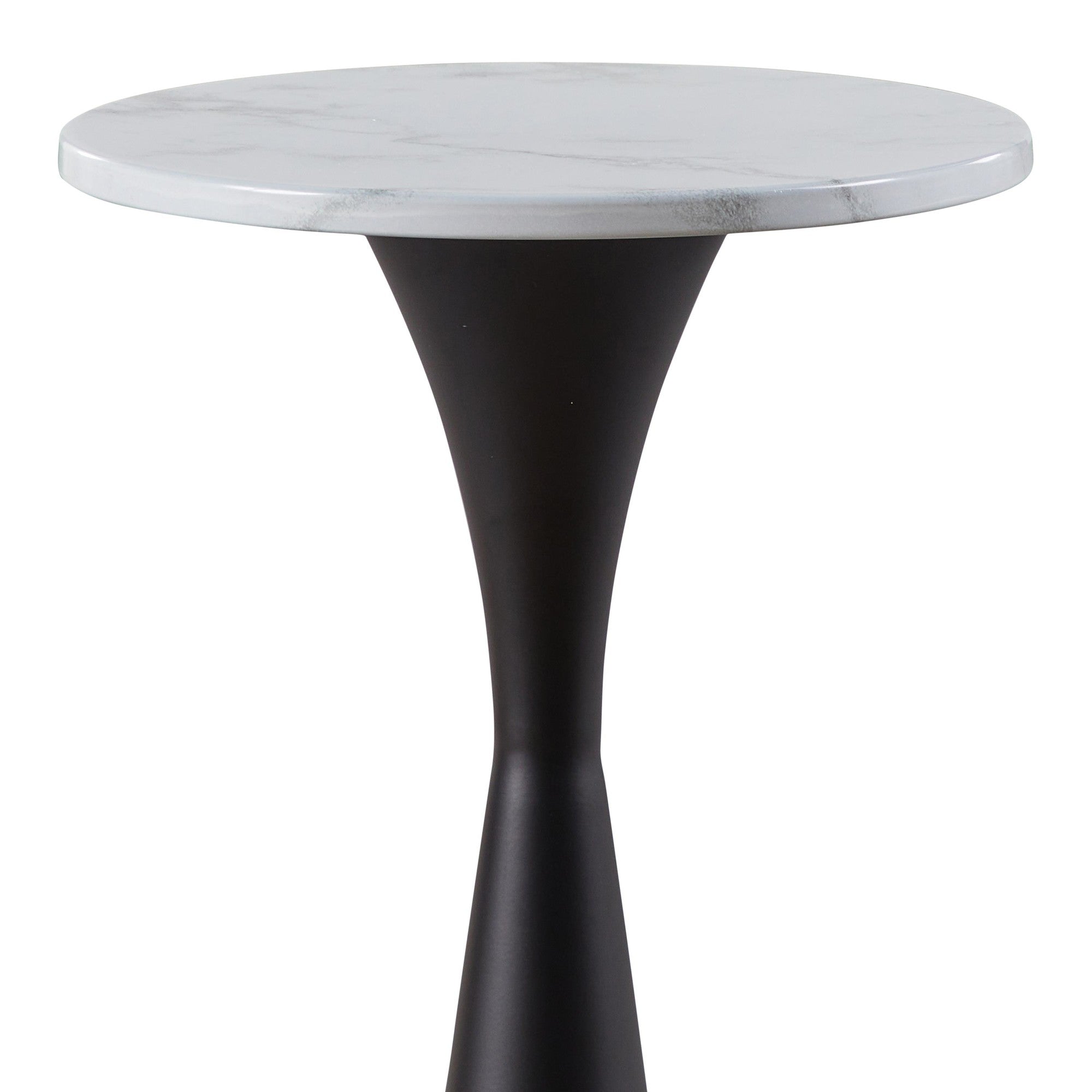 Gemma 22" Marble Side Table - Black Metal, White Marble Top